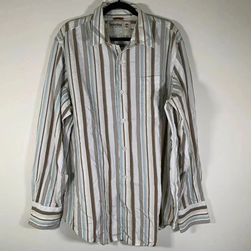 Timberland Shirt Men’s XL Multicolor Striped Relaxed Fit Button Down